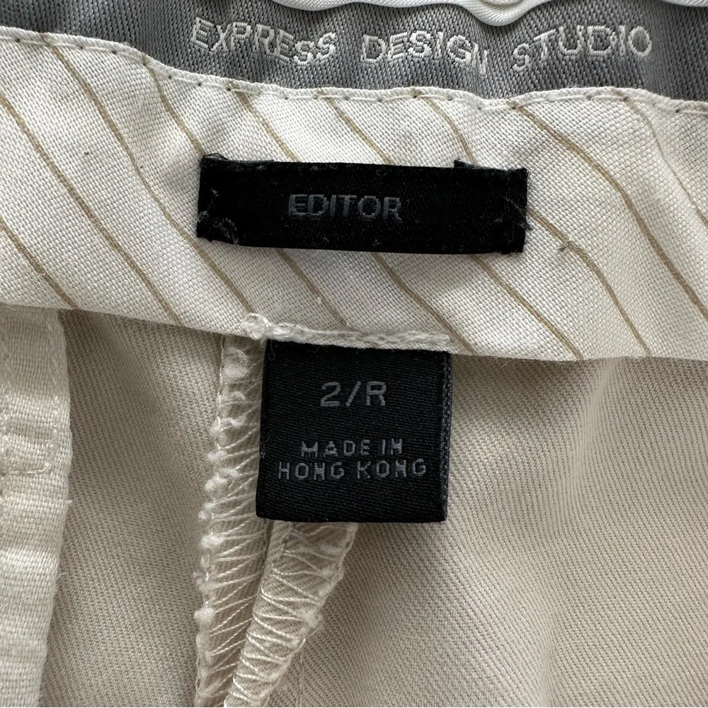 Express Editor Mid Rise Flare Leg Pants Trousers in Bone Women’s Sz 2R - Picture 8 of 10